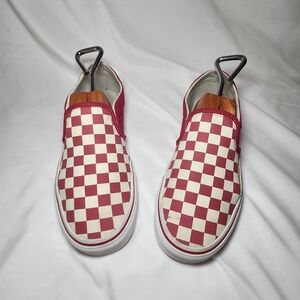 Women's Old School Vans Red and White Checkered Slip On Skate Shoes Size 8